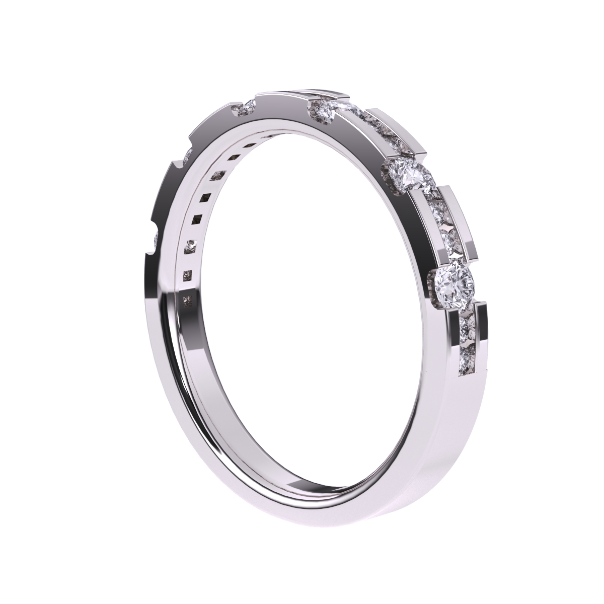 Fancy Round Diamond Half Eternity Band